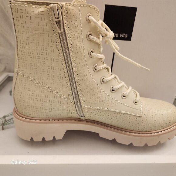 DOLCE VITA Womens Ivory 1" Platform Front Heel Pull-Tab Piker Combat Boots 7.5 M - Picture 5 of 14